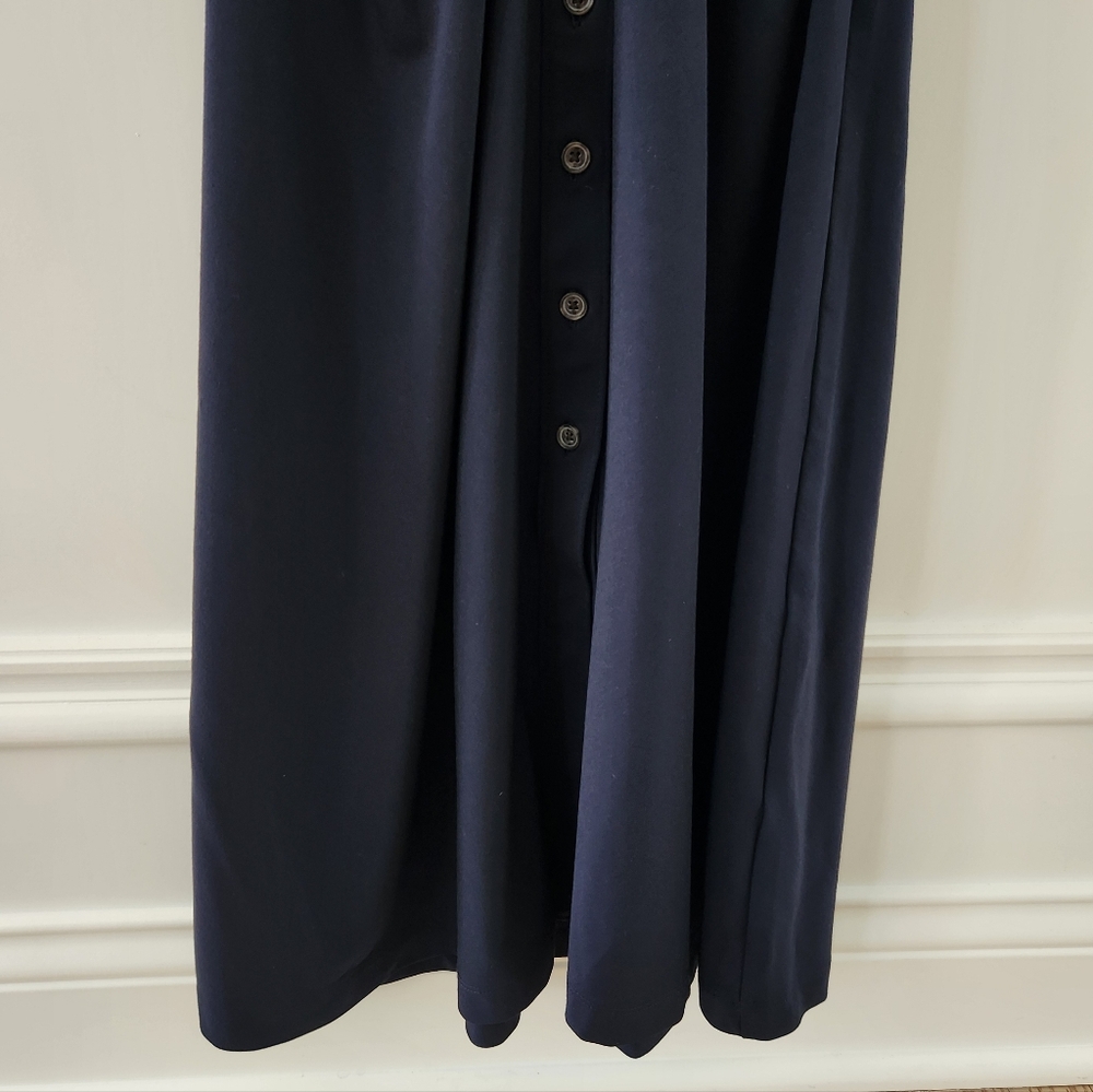 Sleeveless Navy Button-Front Midi Dress - Picture 4 of 14